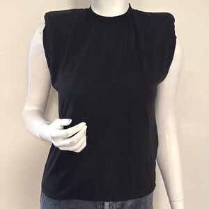 Alice + Olivia Braxton Padded Shoulder Muscle Tee Sleeveless Tank Top